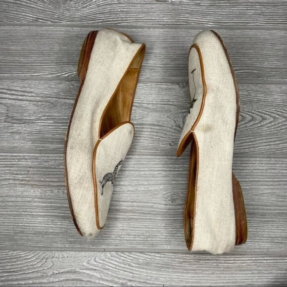 Bing xu vero-2 safari zebra and palm tree flat loafers unique shoes flats size 3 - Picture 3 of 7